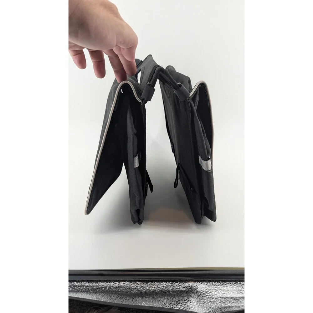 Giant Double Pannier Bicycle Rear Rack Bag Black Reflective Trim Commuter Bag